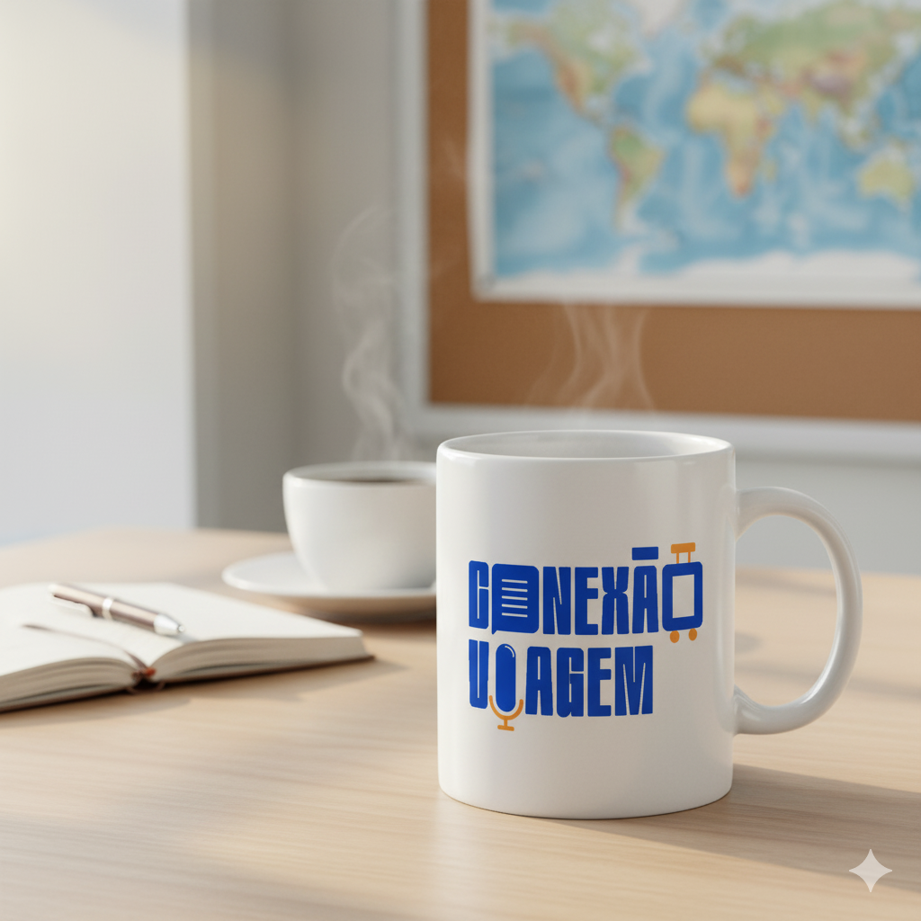 Caneca Conexão Viagem - O Combustível do Viajante